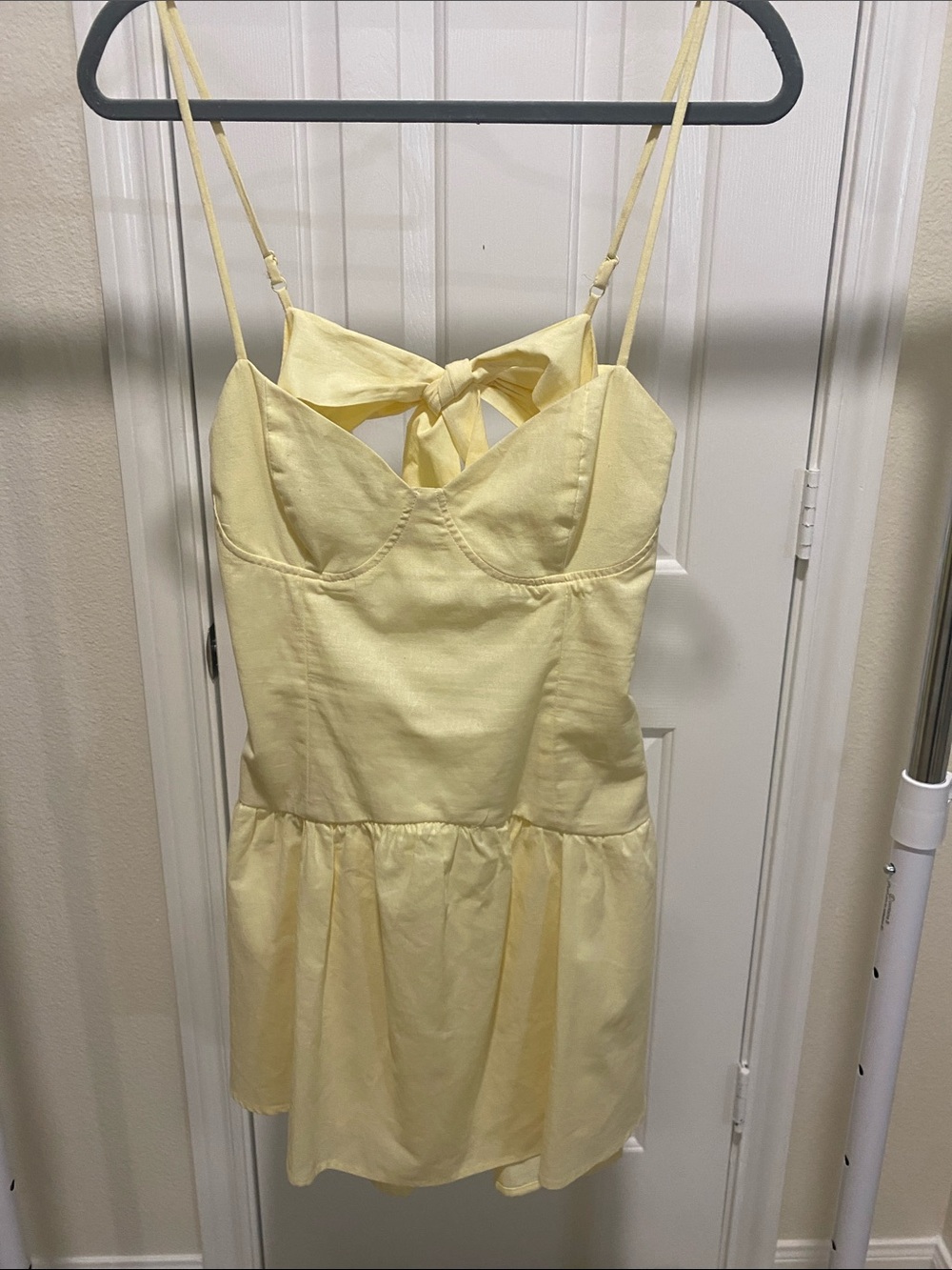 Crystal Doll Corset Style Yellow Tie-Back Cotton/Linen BlendSundress Size XL